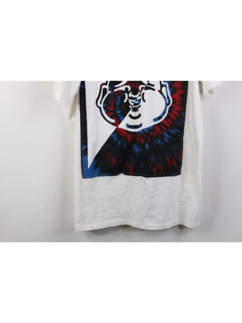True Religion Mens Size XL Tie Dye Buddha Short Sleeve T-Shirt White Cotton